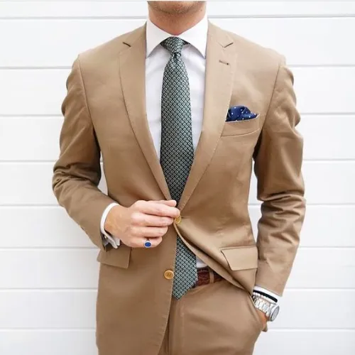 Light Brown, Single Breasted Suit.