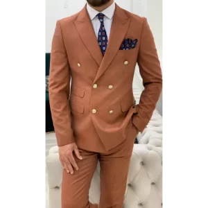 Pastol Suit, Orange, Double Breasted