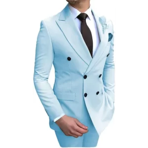 Pastol Suit, Sky Blue, Double Breasted.