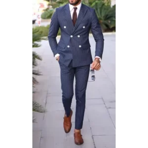 Striped Suit, Double Breasted, Peak Lapel.1